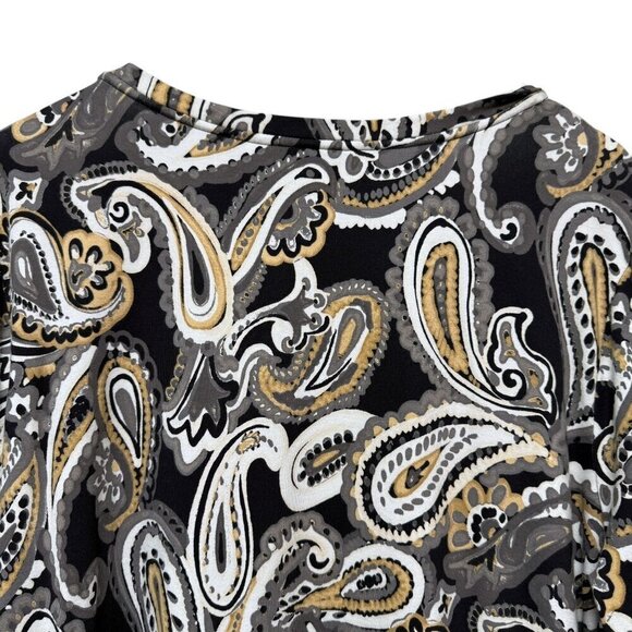 ISAAC MIZRAHI Live Womens Top Plus Size 3X Layered Look Tee Black Beige Paisley - Picture 5 of 9